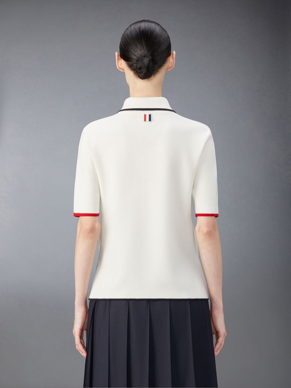 Thom Browne Wool Zip up Poloshirt Damen Weiß | ISH40B48083